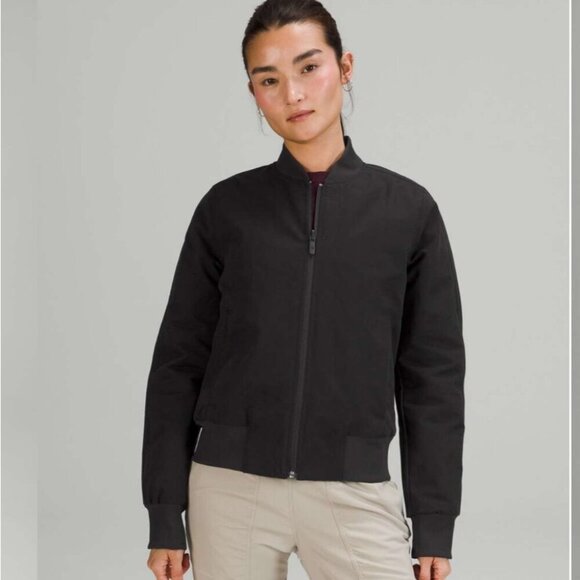 NWT Lululemon Non-Stop Cotton Blend Athletic Yoga windproof Bomber Jcket Black 2 - Picture 1 of 4